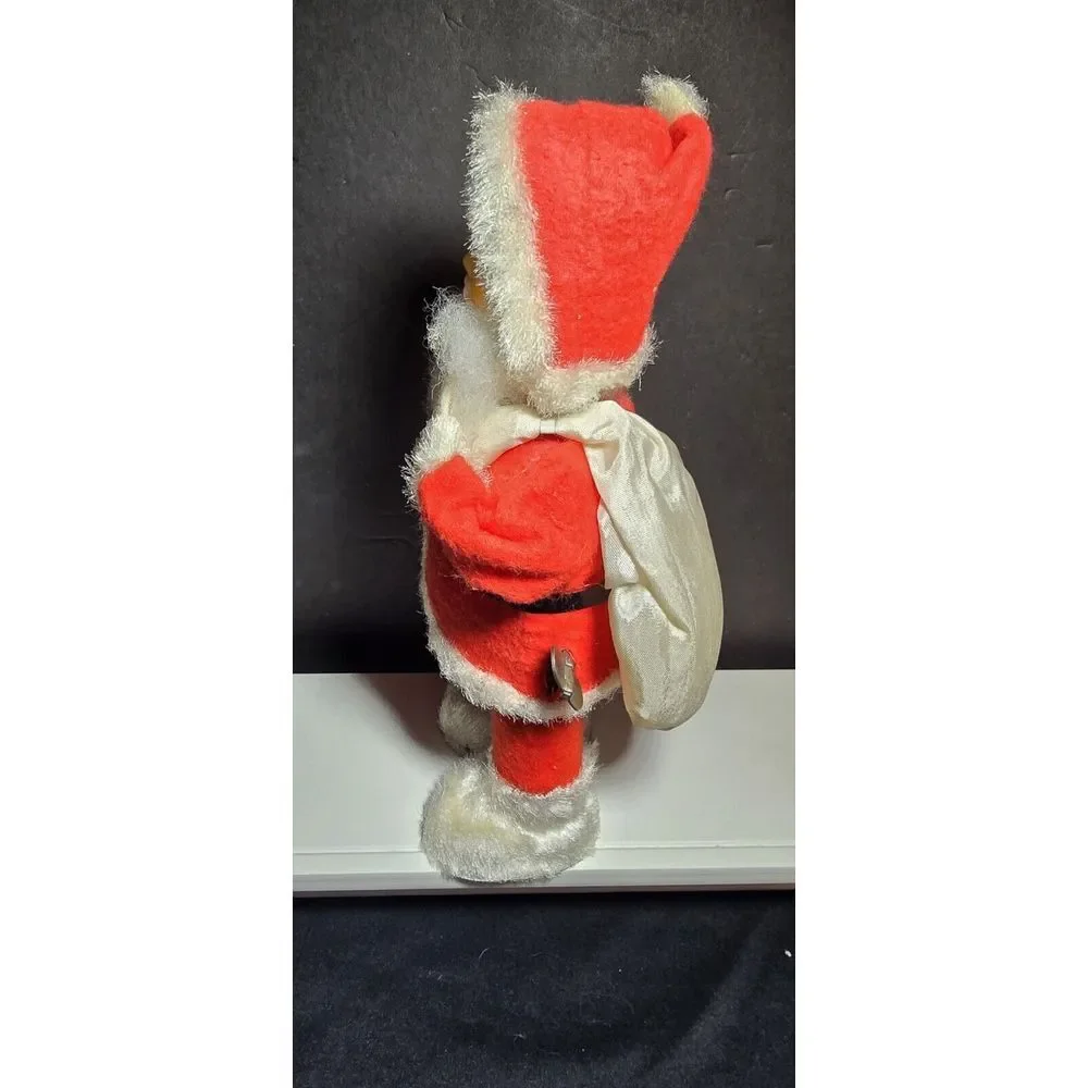 Vintage Santa Claus Christmas Rings Bell Wind Up Mechanical Works Sack Japan 10